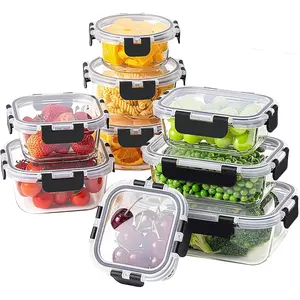 18 Piece Glass Food Storage Containers with Lids, Glass Meal Prep Containers, Airtight Lunch Bento Boxes, BPA-Free & Leak Proof, Oven, Freezer and Dishwasher Safe (9 lids & 9 Containers)