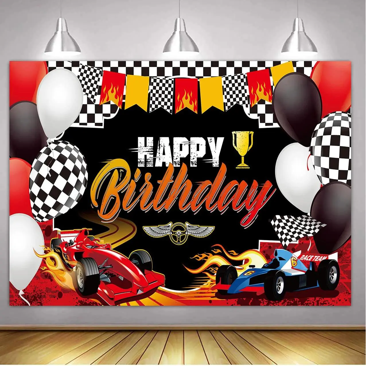 Lightweight Racing Car Polyester Tapestry Backdrop Banner - Home Decor Room Photo Background, Family Gift for Thanksgiving Celebration Supplies, Indoor-Outdoor Photo Booth Wall Decor, Motorsport Theme Accessory