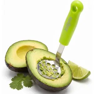 Mini Stainless Steel Avocado & Potato Masher, Heavy Duty Kitchen Utensil for Effortless Guacamole Preparation, Dishwasher Safe Green