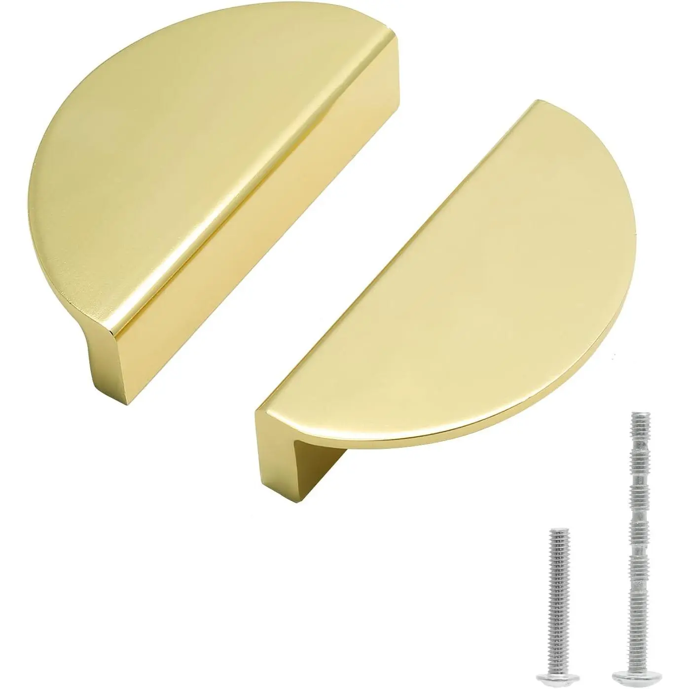 Half Moon Cabinet Pulls, 2-1/2 inch, , 2 Packs | Semicircle Pull, Solid Brass Hardware,  Length: 3.07"