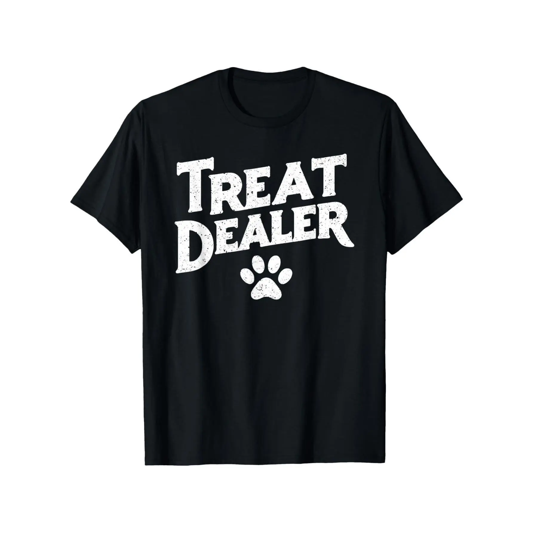 Pet Lover'S Humorous T-Shirt, Round Neck, Short Sleeves, Black Paw Print Design. Suitable for Both Men And Women, Halloween, Thanksgiving, And, Plus Size
