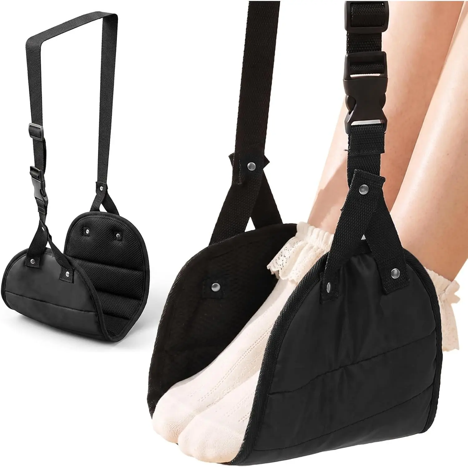 Adjustable Airplane Foot Hammock - Portable Travel Footrest for Flights