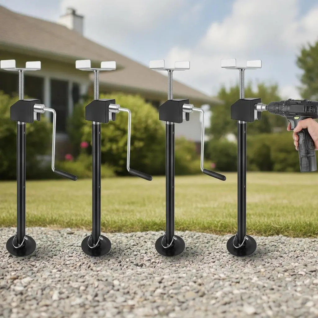 Garvee Heavy Duty Adjustable RV Slide Out Stabilizer Jacks, 4 Pack - Steel Construction for Leveling & Stability - Height 20"-48" - Supports Up to 20,000 lbs