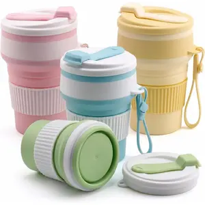 4-Pack Collapsible Cup Reusable – 12oz Leakproof Travel Coffee Mug, Silicone, Foldable & Portable for Hiking, Camping, Office | Lightweight, Heat-Resistant, Easy to Clean, Outdoor & Travel Cup