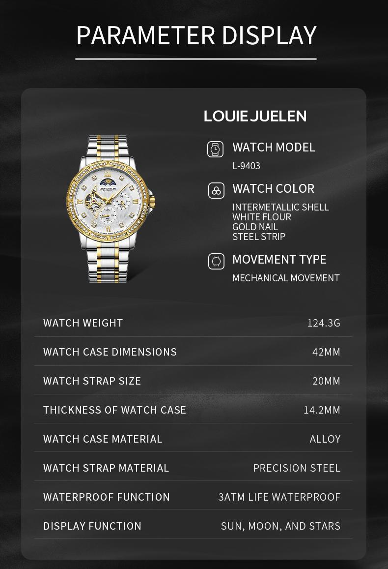 Elite Men's Swiss Automatic Chronograph: 44mm Diamond-Accented Bezel | Exuding Refined Opulence | Triple-Fortified Durability (30M Water/Shock/Scratch Resistant) | Engineered for Boardroom Authority, Wilderness Expeditions & Black-Tie Affairs