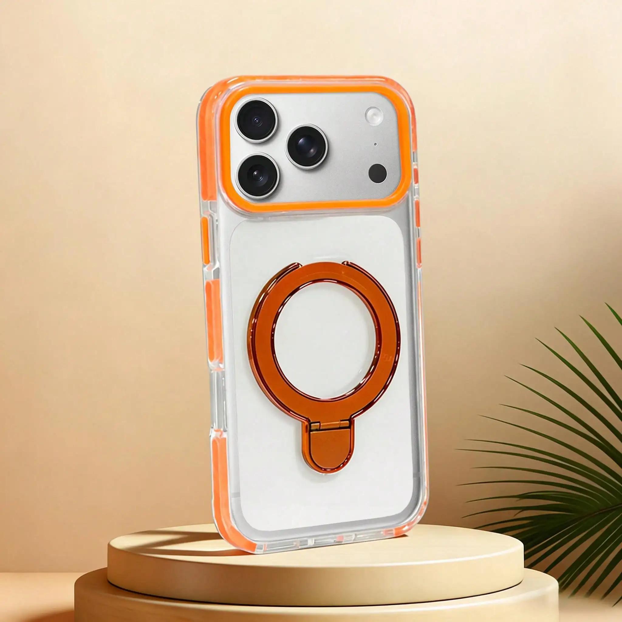 Dual-tone phone case with stand for iPhone 17/16/15/12/13/14 Plus/Pro Max/17Air-shock-resistant and durable, with colorful edges