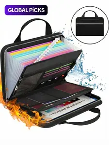 Fireproof Large Capacity A4 Document Bag, File Folder Handle, Test Data Paper Storage Organizer, Paperwork Organizer, Office Stationery Supplies