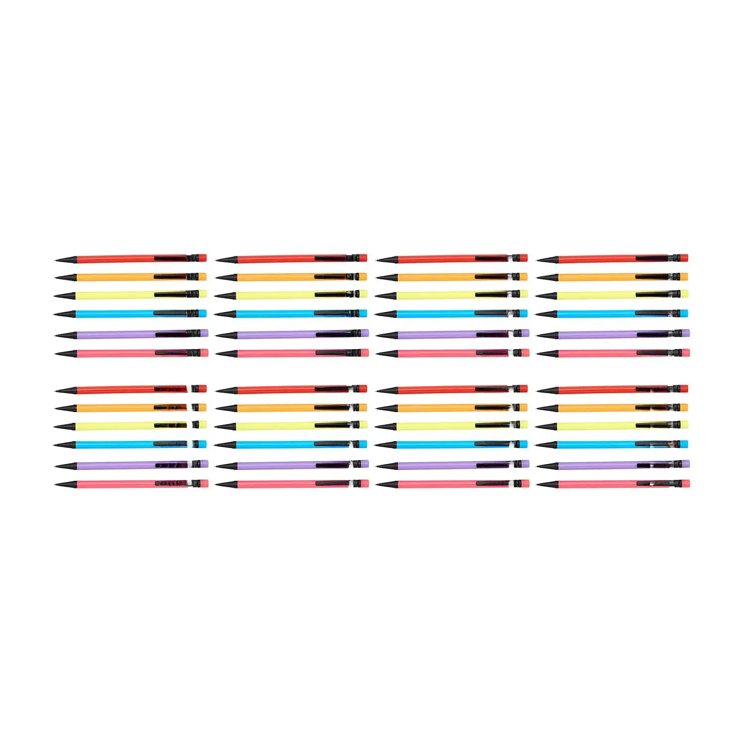48-Pack 0.7mm Mechanical Pencils with Eraser - Round Shape, Multicolor Writing & Drawing Tools for School/Office Supplies