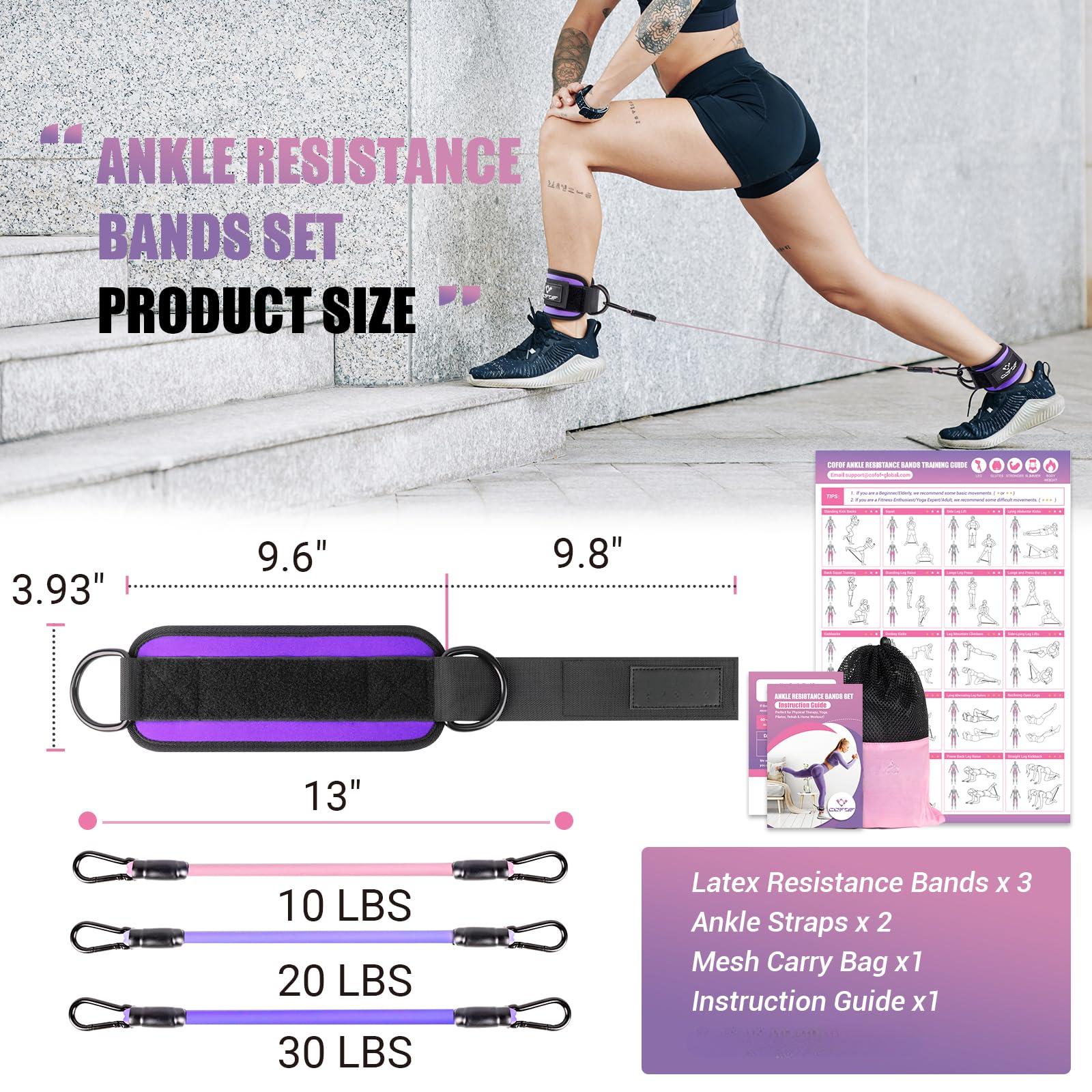 Ankle Resistance Bands with Cuffs, Ankle Bands for Working Out, Kickbacks Hip, Leg Glute Exercise Equipment , Resistance Workout Equipment for Women