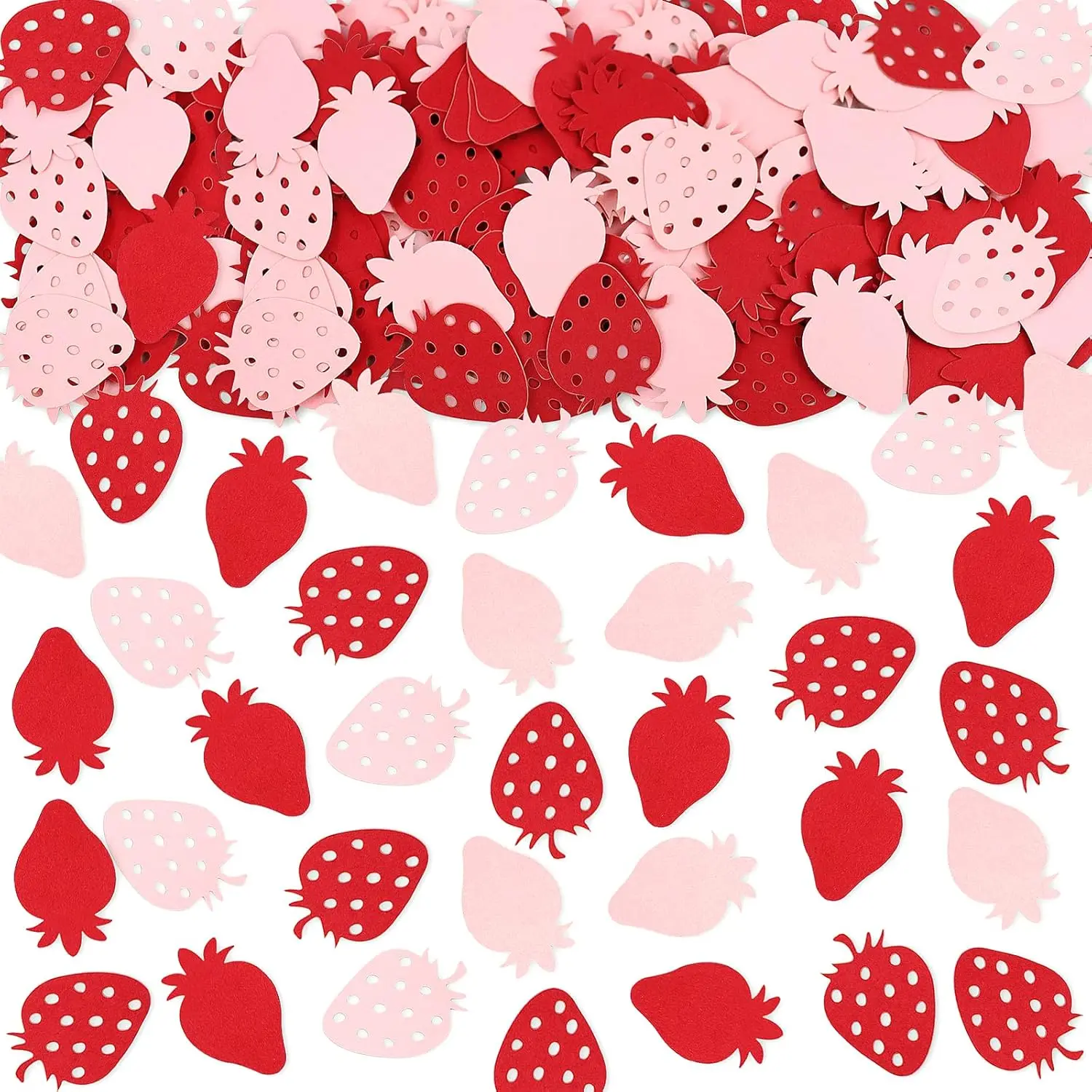 200Pcs Double-sided Strawberry Paper Confetti, Pink & Red Table Decorations for Strawberry Baby Shower, Sweet Fruit Theme Birthday Party Supplies