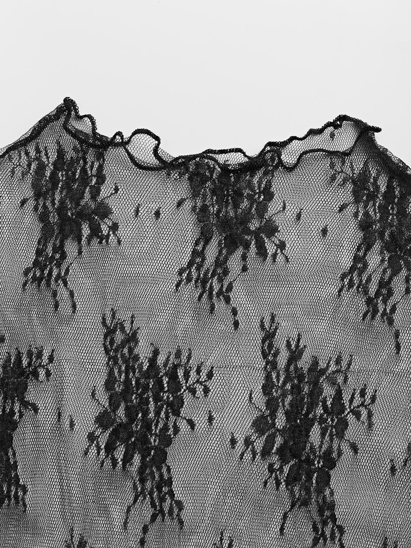 Women's Floral Lace Sheer Mock Neck Top & Solid Color Cami Top, Elegant Fashion Casual Two-piece Outfits for Daily Outdoor Wear, Ladies Clothes for All Seasons