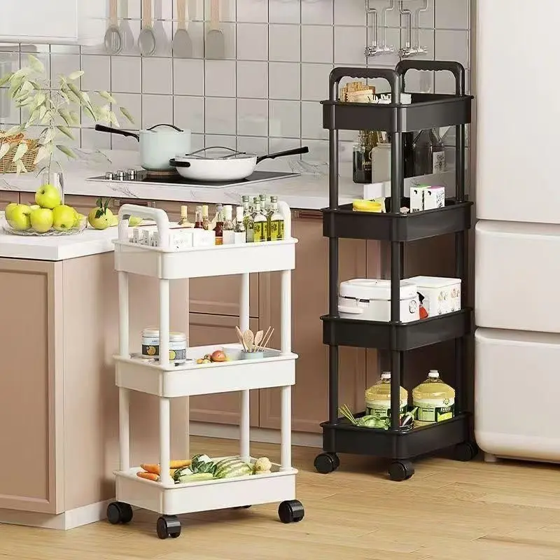 Multifunctional shelf mobile trolley floor-to-ceiling multi-layer storage shelf bookshelf snacks fruit and vegetable storage rack