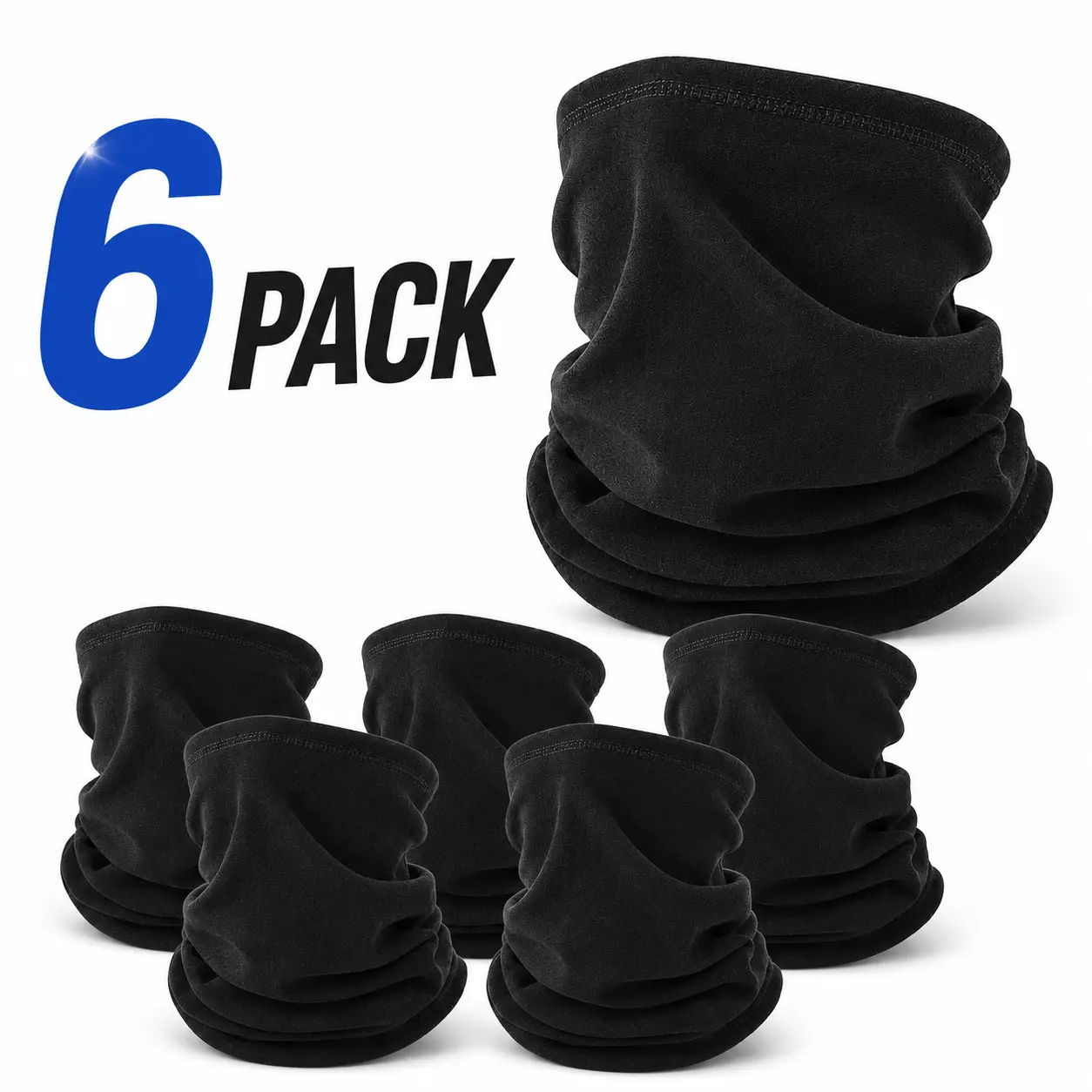 6 Pack Winter Neck Gaiter Warmer, Soft Face Mask Scarf for Skiing Cycling | Breathable & Lightweight, Highly Elastic, Versatile, Unisex, Windproof for Skiing, Cycling, Running, Hiking, Machine Washable
