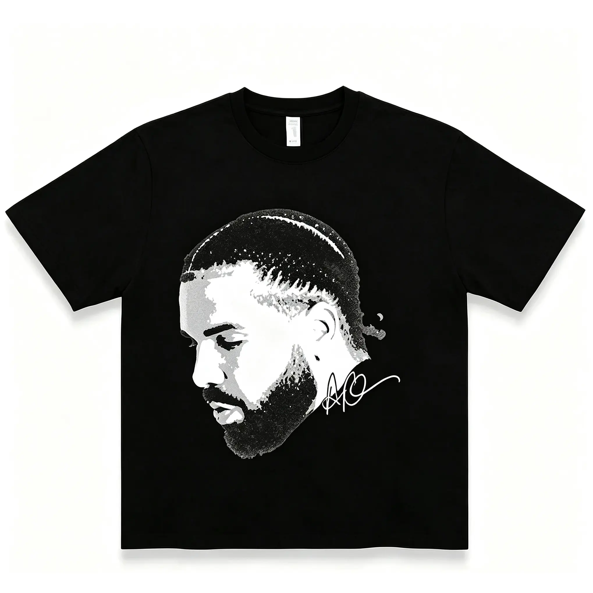 Men's Drake Face Graphic Tee (Viral) Retro Hip Hop Rap Shirt 180g 100% Cotton Y2K Streetwear Vintage Music Fan Apparel Unisex Casual Summer Outfit Gift for Rap Fans Urban Style Lovers