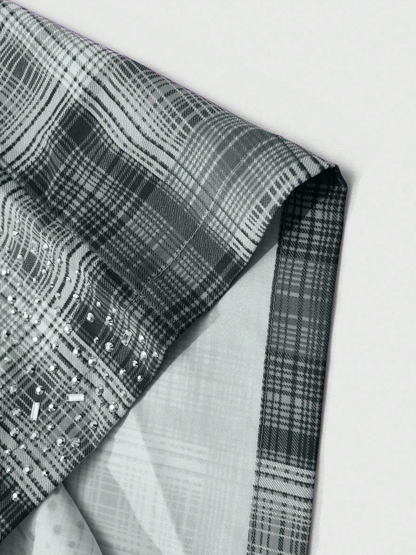 Men's Gothic Print Sequins Plaid Casual Button Shirt, Street Style Fitted Woven Fabric, All Seasons Fashionable Design