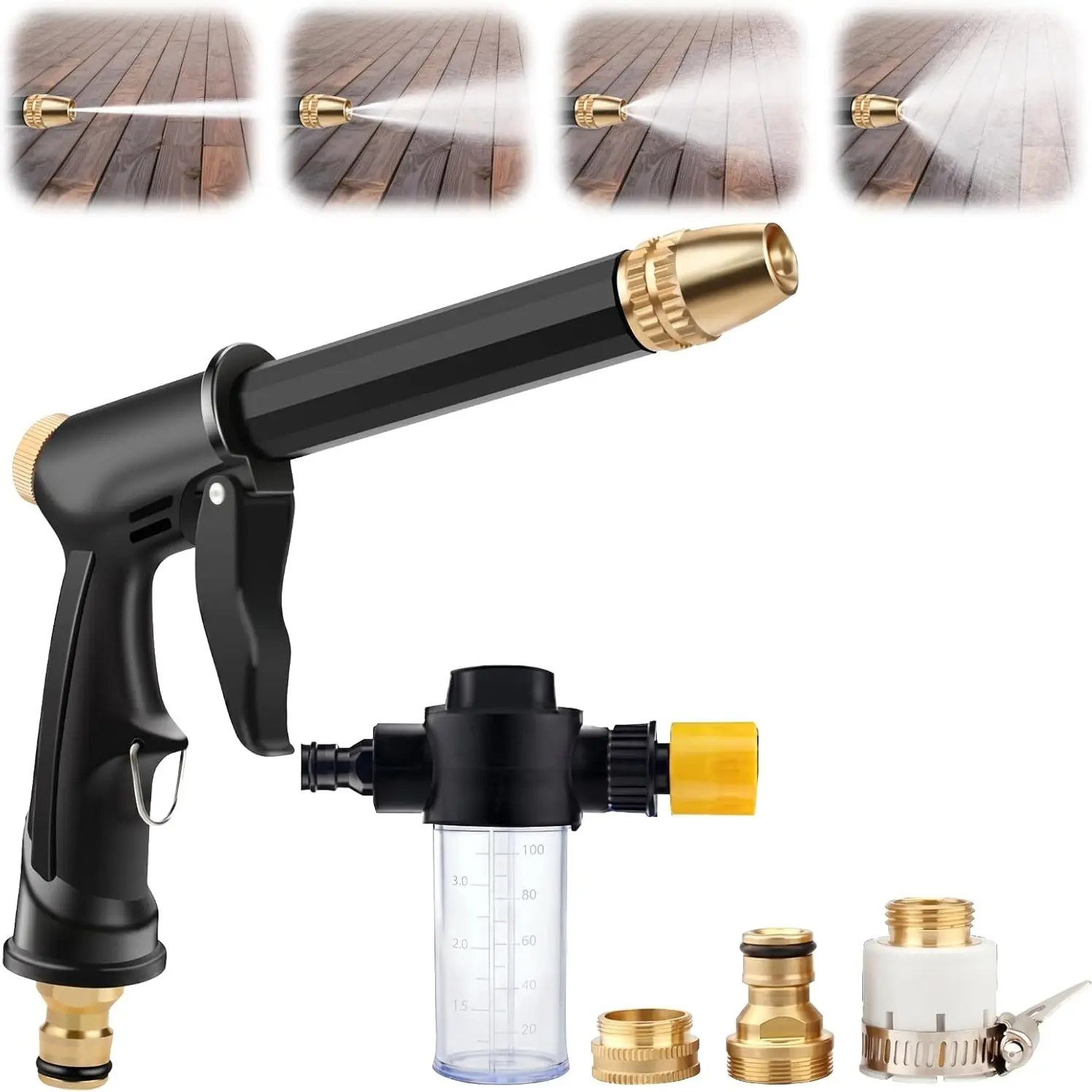 2026 Upgraded High Pressure Water Gun Nozzle with Three Adjustable Spray Patterns,Multi Purpose Household Jet Spray Nozzle for Garden Irrigation,Yard Cleaning,Car Washing,High Pressure Sprayer