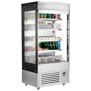 VEVOR Open Air Merchandiser, 4-Tier Shelving Commercial Refrigerator, Grab and Go Display Cooler Refrigerator with Air Curtain, LED Advertising Light, Fits for Restaurants, Stores, Office, 18.4cu. ft.