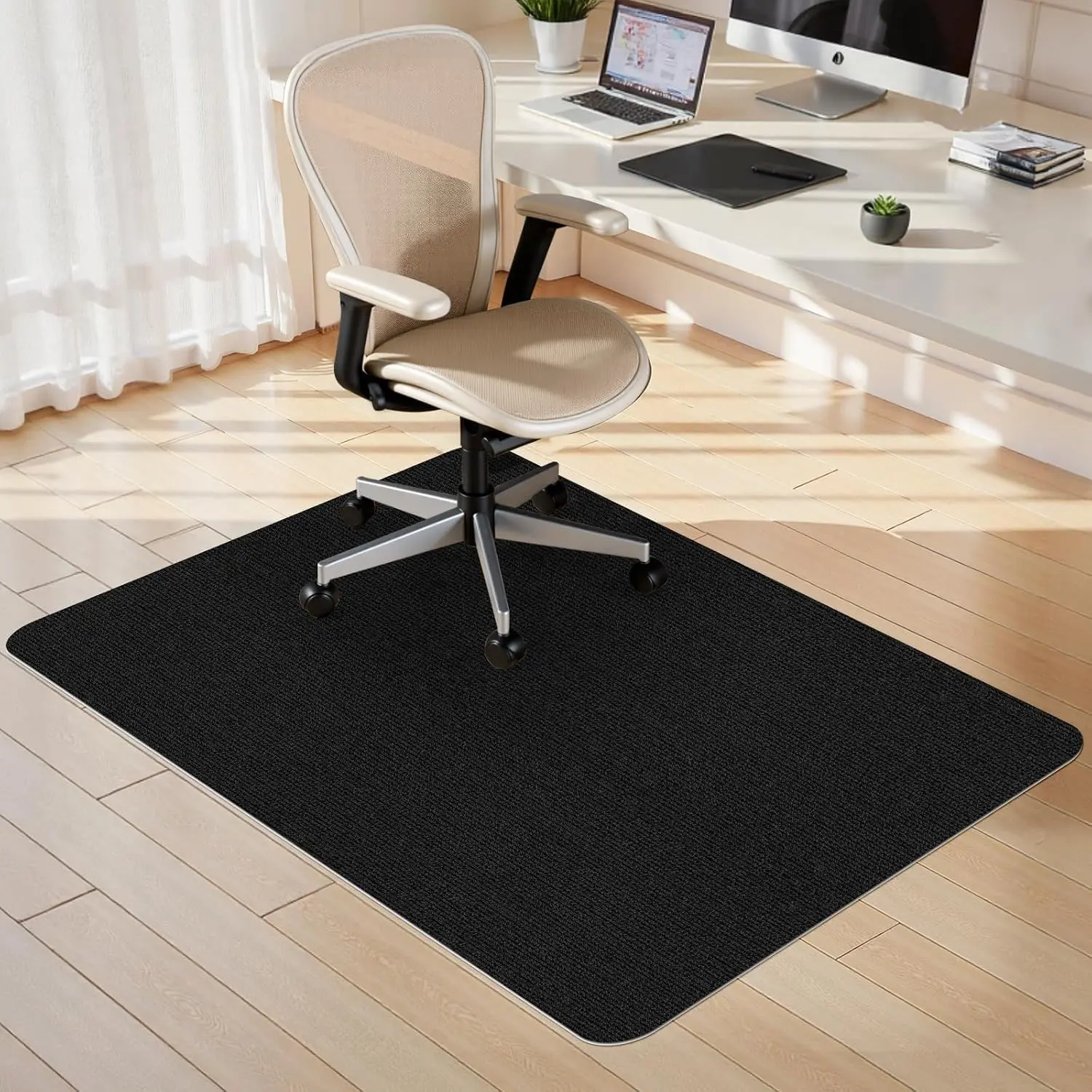 Office Chair Mat for Hardwood Floor,Slip Resistant Floor Mat for Office Computer Gaming Chair,Heavy Duty Floor Protector for Rolling Chairs,Easy to Clean,Black(36"x48")