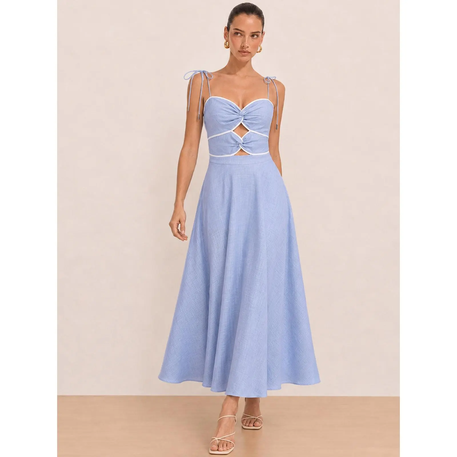 Cutout Tie Strap Maxi Dress