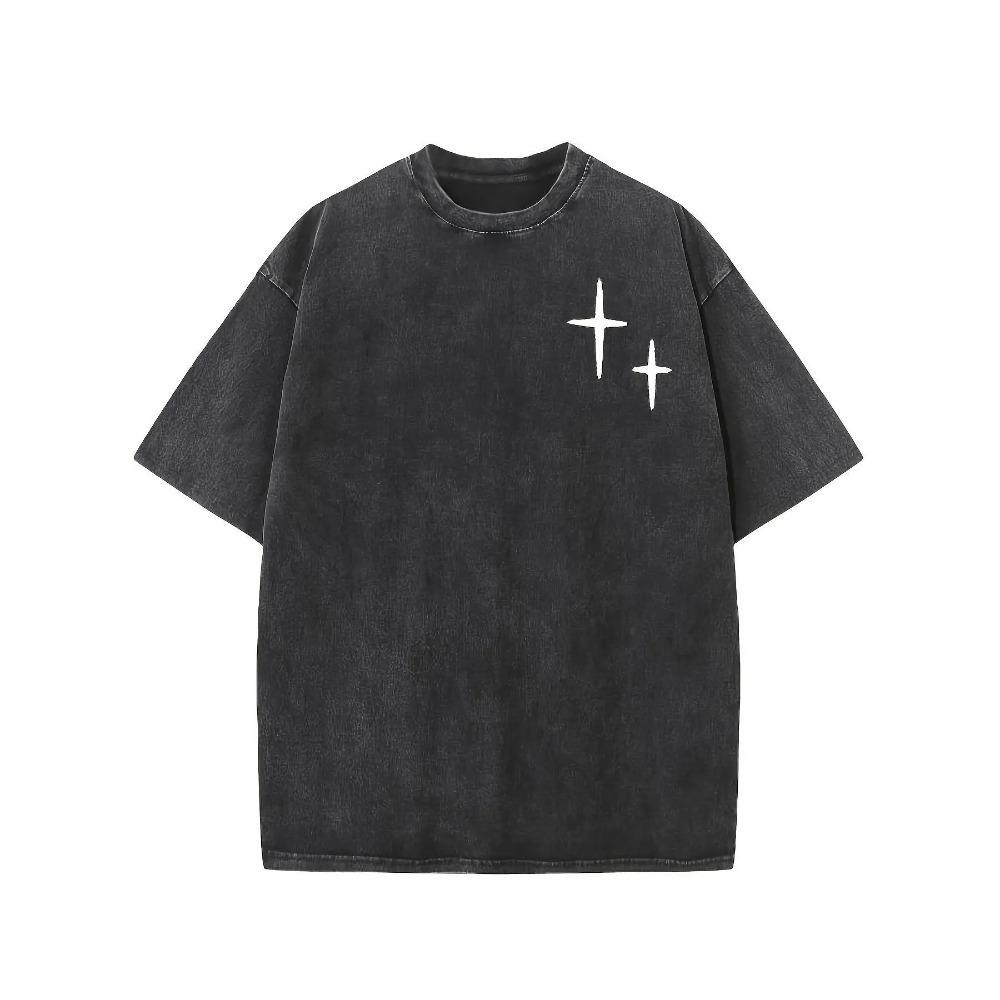 Vintage Harajuku Street Spider Double-Sided Print Pattern, Men's Vintage Streetwear Basic T-Shirt, Loose Hip-Hop and Androgynous Top, Washed Cotton Short-Sleeved Round-Neck T-Shirt for Summer Outdoor Men's Clothing.