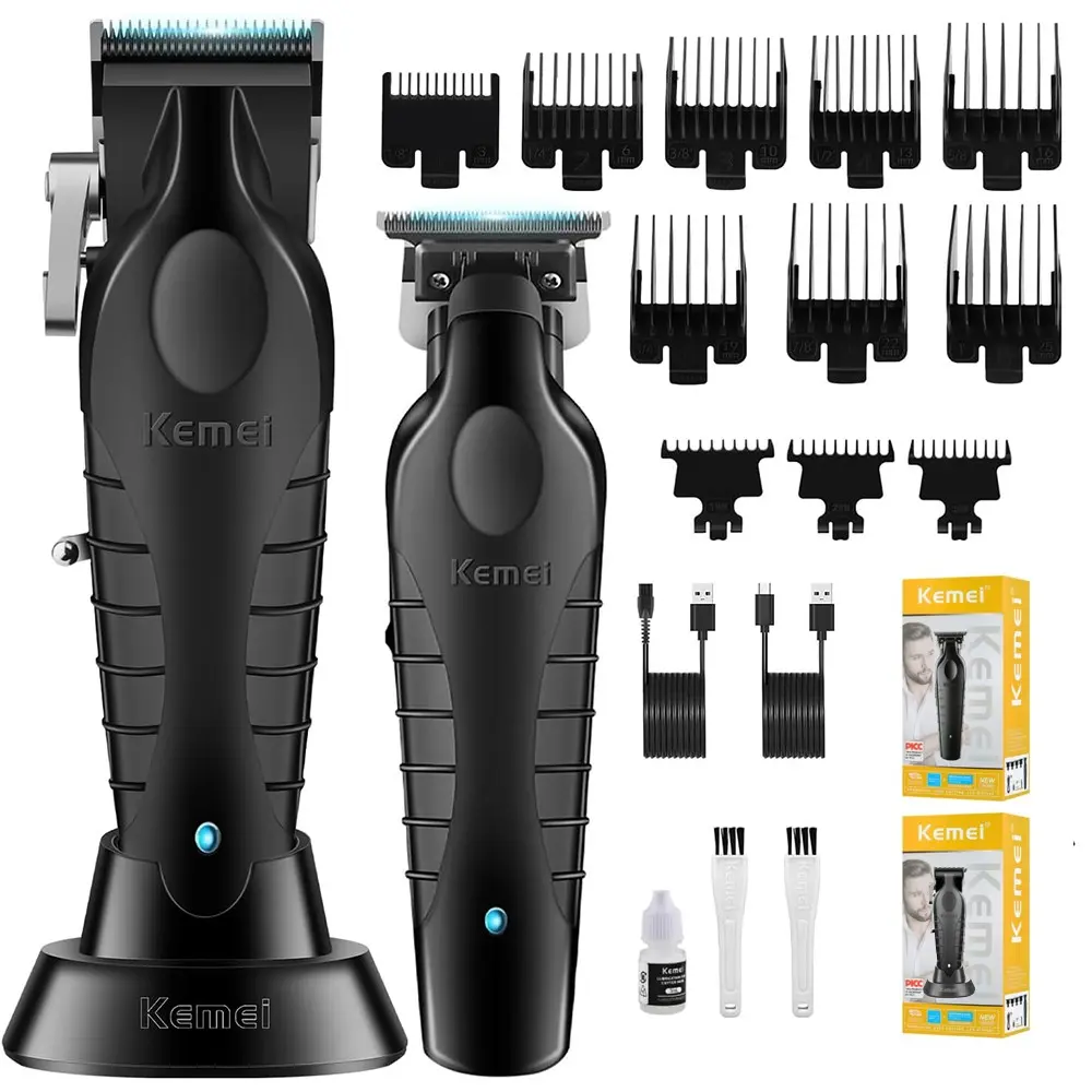 Professional Men's Electric Cordless Hair Clipper Kit Km-2296 & Km-2299, High-Quality Trimmer Set for Styling, Durable Design for Salon Use
