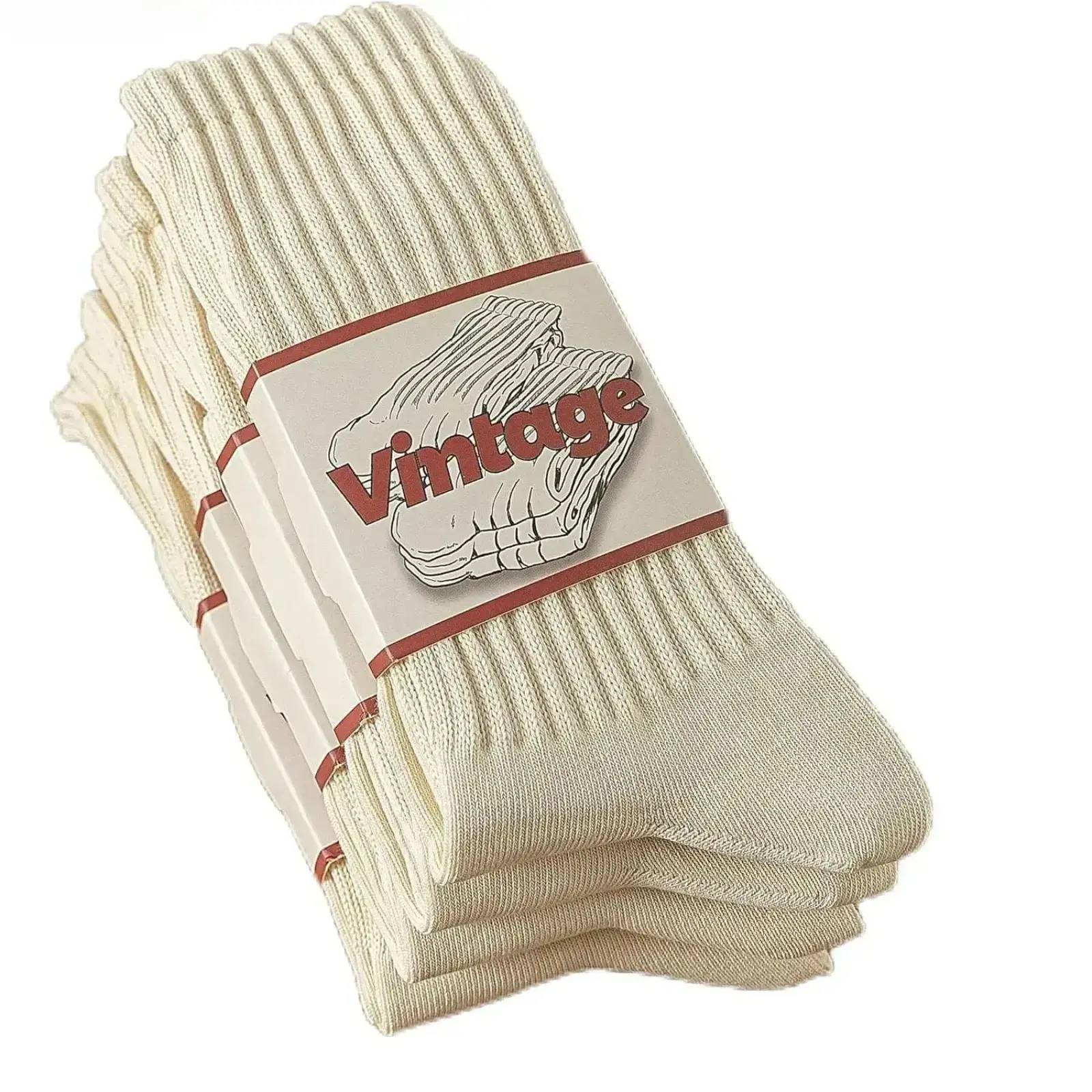 4 Pack Adult Crew Calf High Socks, Retro Vintage Thick Ribbed Cotton Blend Hosiery, Neutral Gray Khaki One Size Fits Most, Machine Washable Cold Water Friendly Soft Socks For Daily Casual Everyday Wear