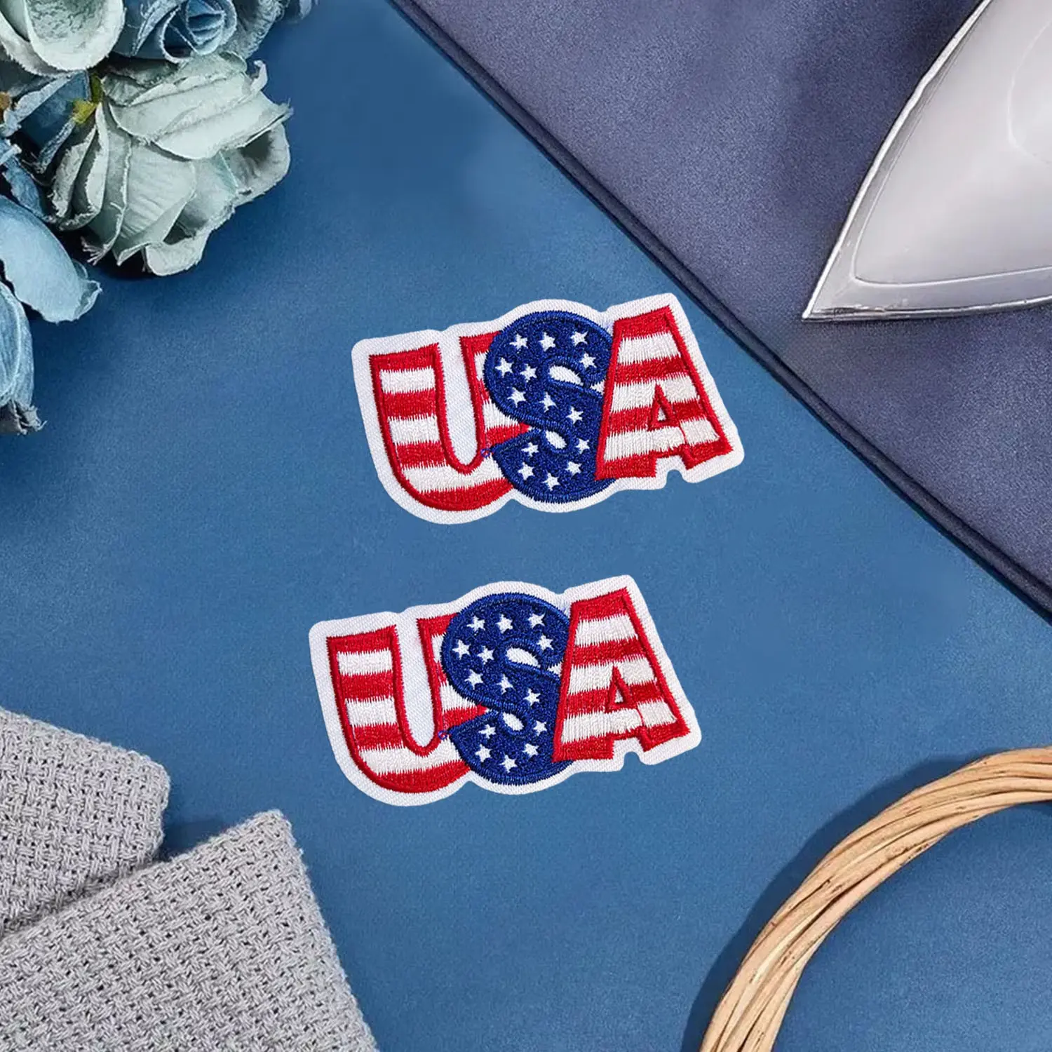 2pcs American Alphabet Letter Embroidery Design Embroidery Fabric Stickers, Embroidery Patches, Easy Sewing/ironing, DIY Crafts, Bags, Hats, Dresses, Jackets, Jeans Decorative Stickers