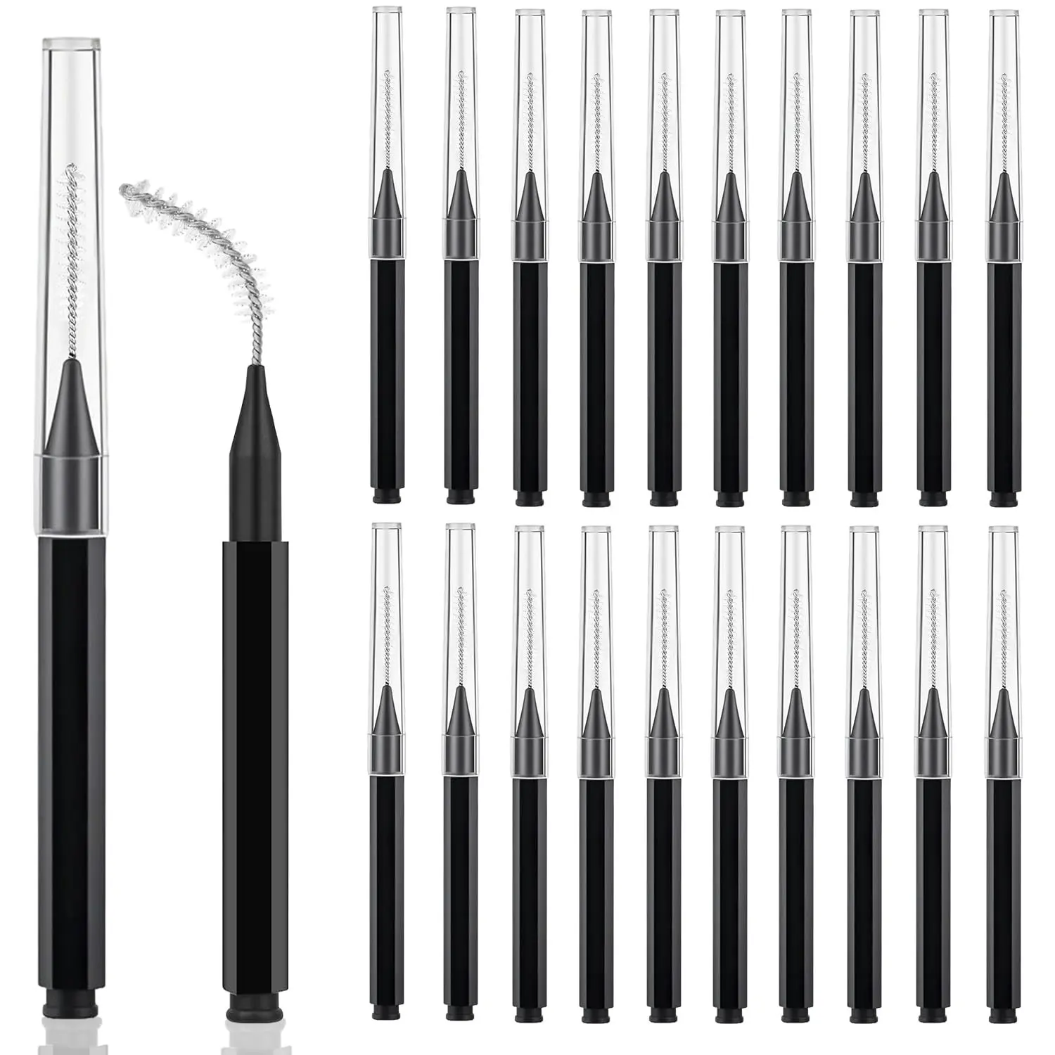 20 Pcs Black Micro Eyebrow Brush, Spoolie Brow Lamination Lash Lift Tool for Eyebrows and Eyelash Extensions