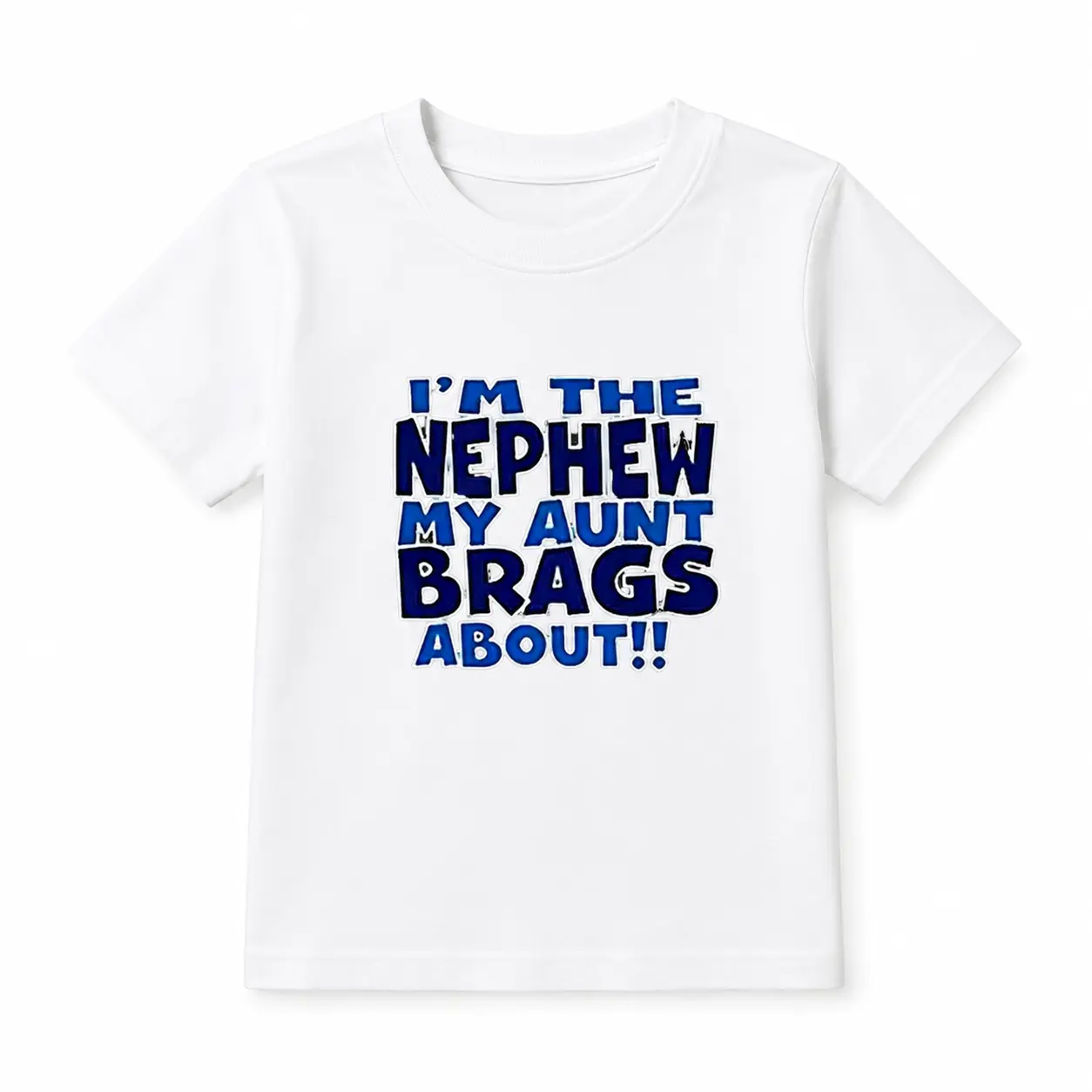 MAWOTEA Kids Funny Nephew T‑Shirt, I'm The Nephew My Aunt Brags About Graphic Short Sleeve Cotton Tee for Boys Girls 3‑13 Years Old
