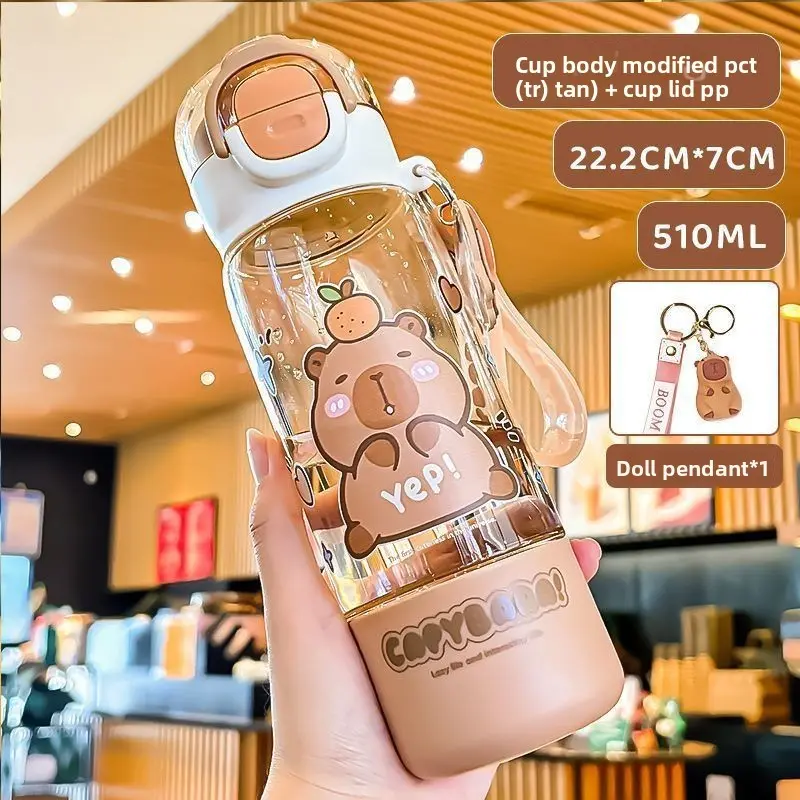 Cute Capybara Themed Water Bottle with Matching Charm, Stylish Daily Carry, Perfect for Animal Lovers, Unique Gift Idea