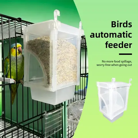 Anti‑Splash Automatic Parrot Feeder No‑Mess No‑Spill Bird Feeding Box for Cockatiel Budgie Peony Small Pet Birds Bird Feeders