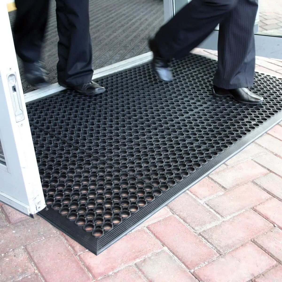 Ourdoor Rubber Floor Mat for Outside Entrance 60"x35" | large heavy duty non-slip  easy to clean drainage mat foot clean pad for pool,patio,wet,garage,front door