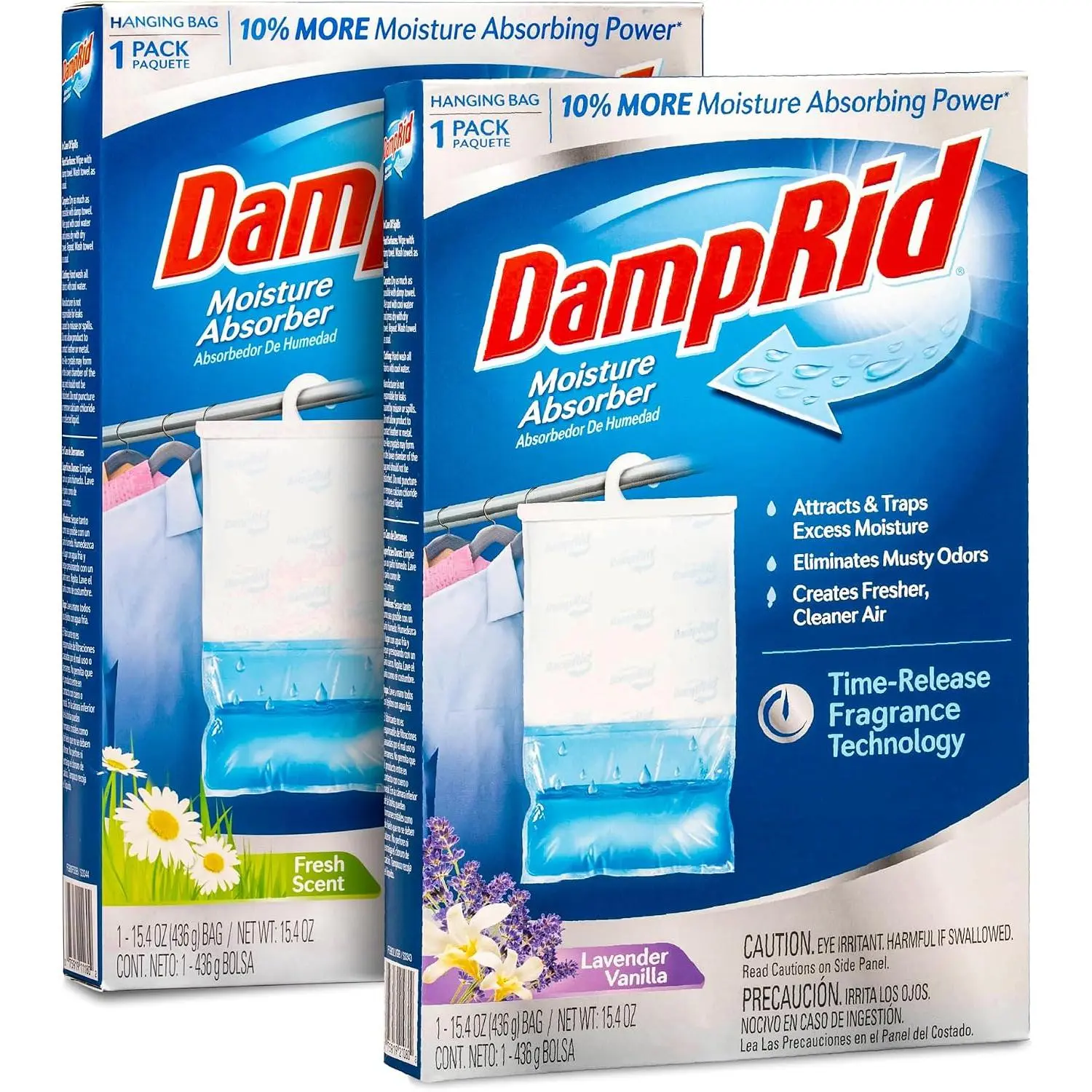 Damp   Bag  Absorber -  Scent Lavender Vanilla Humidity Absorber for Closets, Closet Deodorizer & Odor Absorber, 15.4 oz  Bags 2 Pack-  Packaging