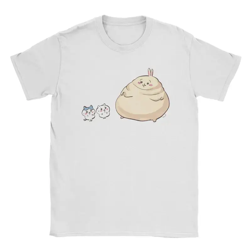 Men Chiikawas Usagi Hachiware T Shirt  100% Cotton Tops Leisure Short Sleeve Round Neck Tee Shirt Plus Size T-Shirt
