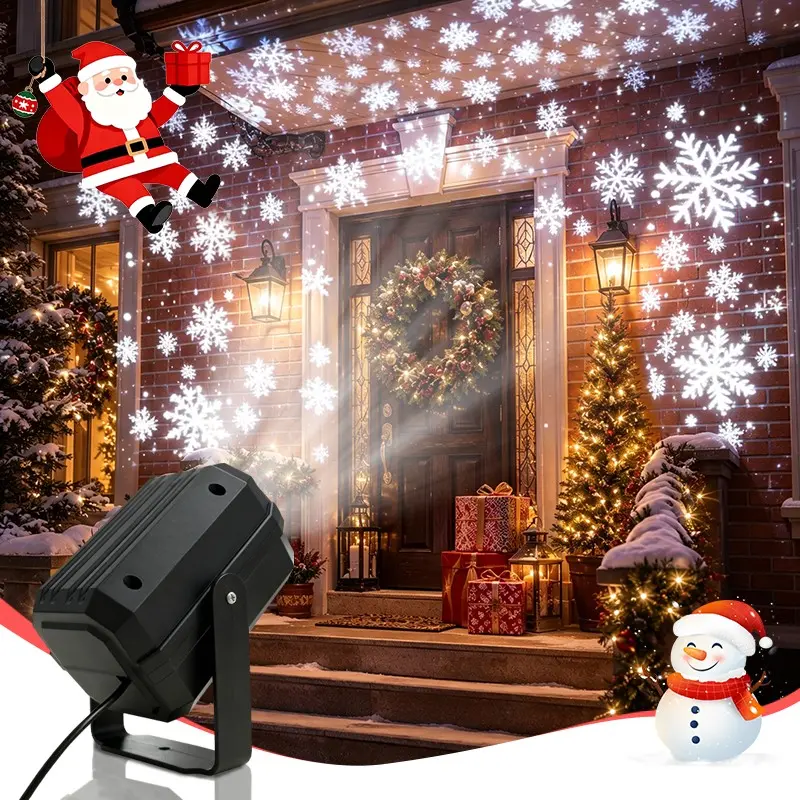 LED Snowflake Square Projector, USB Holiday Light Decor, Rotating Dynamic Snow Effect, Christmas Atmosphere, Home, Car, Indoor Lighting
