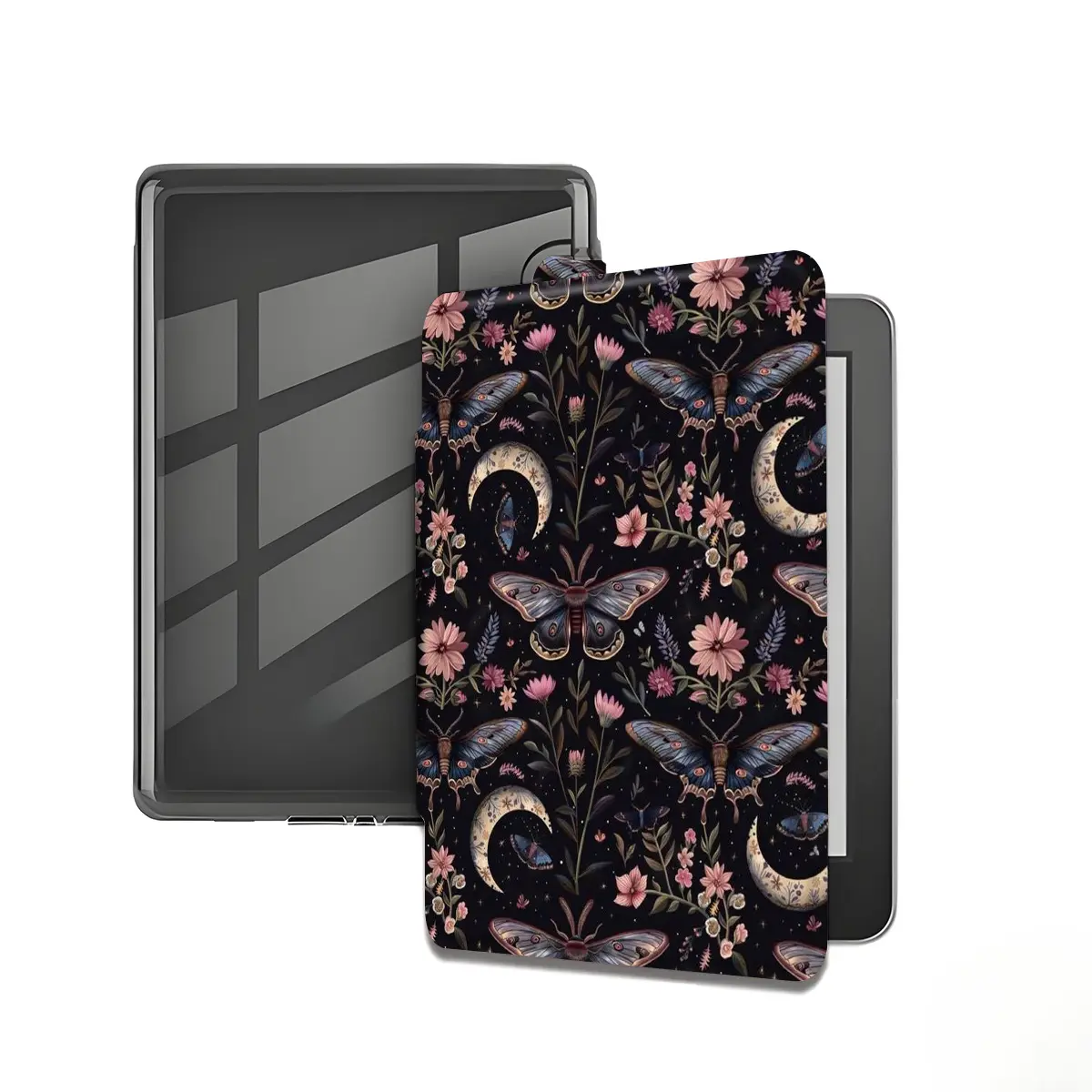 PU Leather Kindle Case with Transparent Back Panel, Hand Strap, Automatic Sleep/Wake Function, Colorful Cute Illustrations, Casing for 6/6.8/7in Kindle Tablets - Accessories for E-Reader Protection, Shell