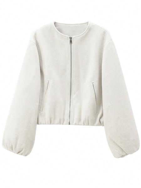 Women's Zipper Jacket Coat, Casual Style Women's Outerwear, Perfect for Fall & Winter Daily Wear, Fitted Design, Moderate Fabric Thickness