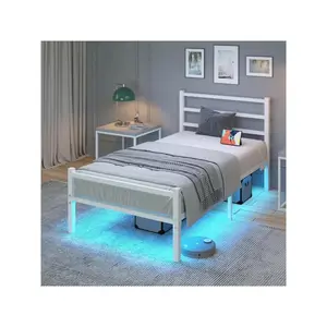 Multiple packages: Double bed frame with headboard, mattress not included, LED light, metal platform bed frame, heavy-duty steel, no spring mattress required#   Summer Garden, Father's Day Gift Ideas