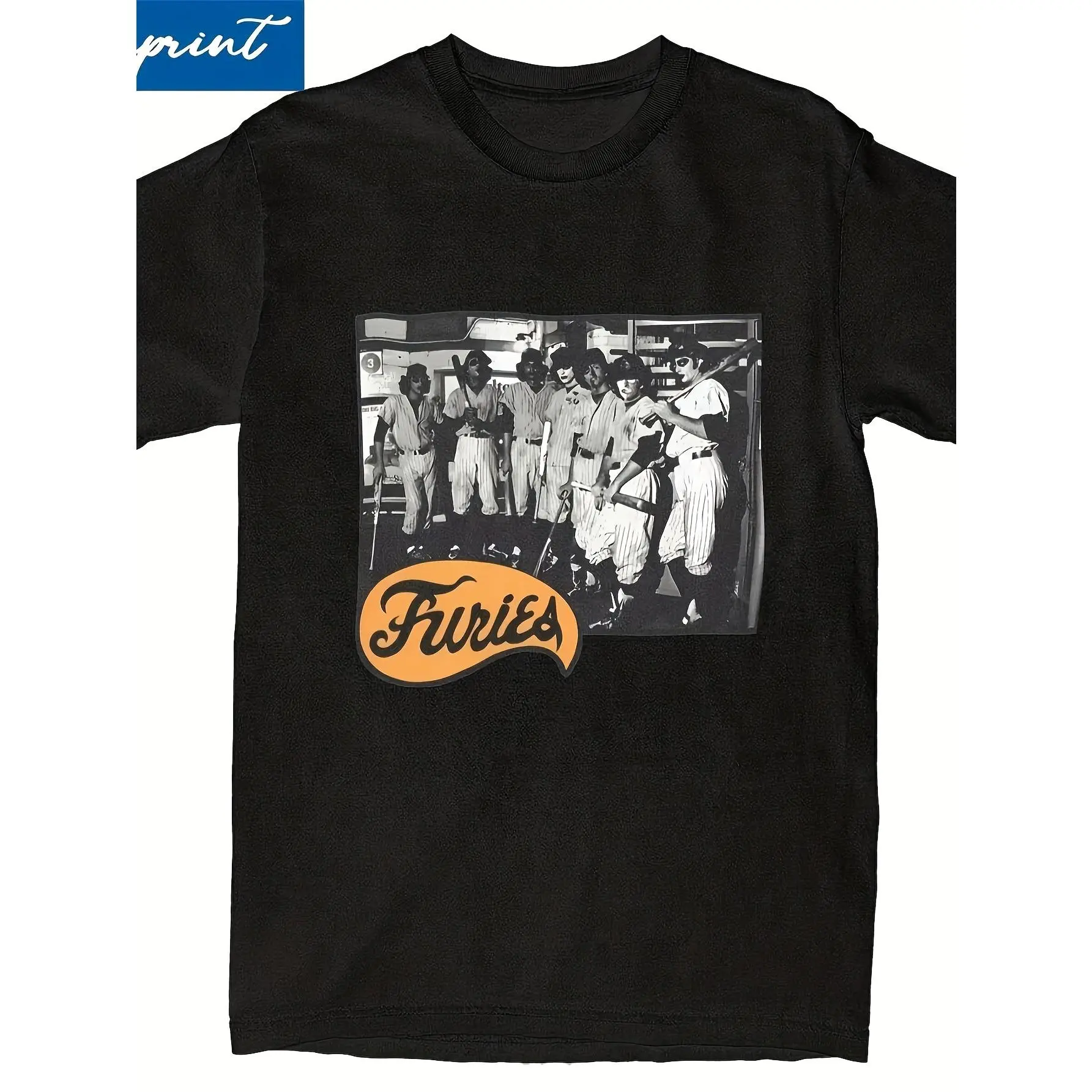 Unisex Furies Baseball T-Shirt with Retro Warriors Graphic Print, 100% Stretch Knit Cotton Tee for Casual Wear, Regular Fit Short Sleeve Crew Neck Top