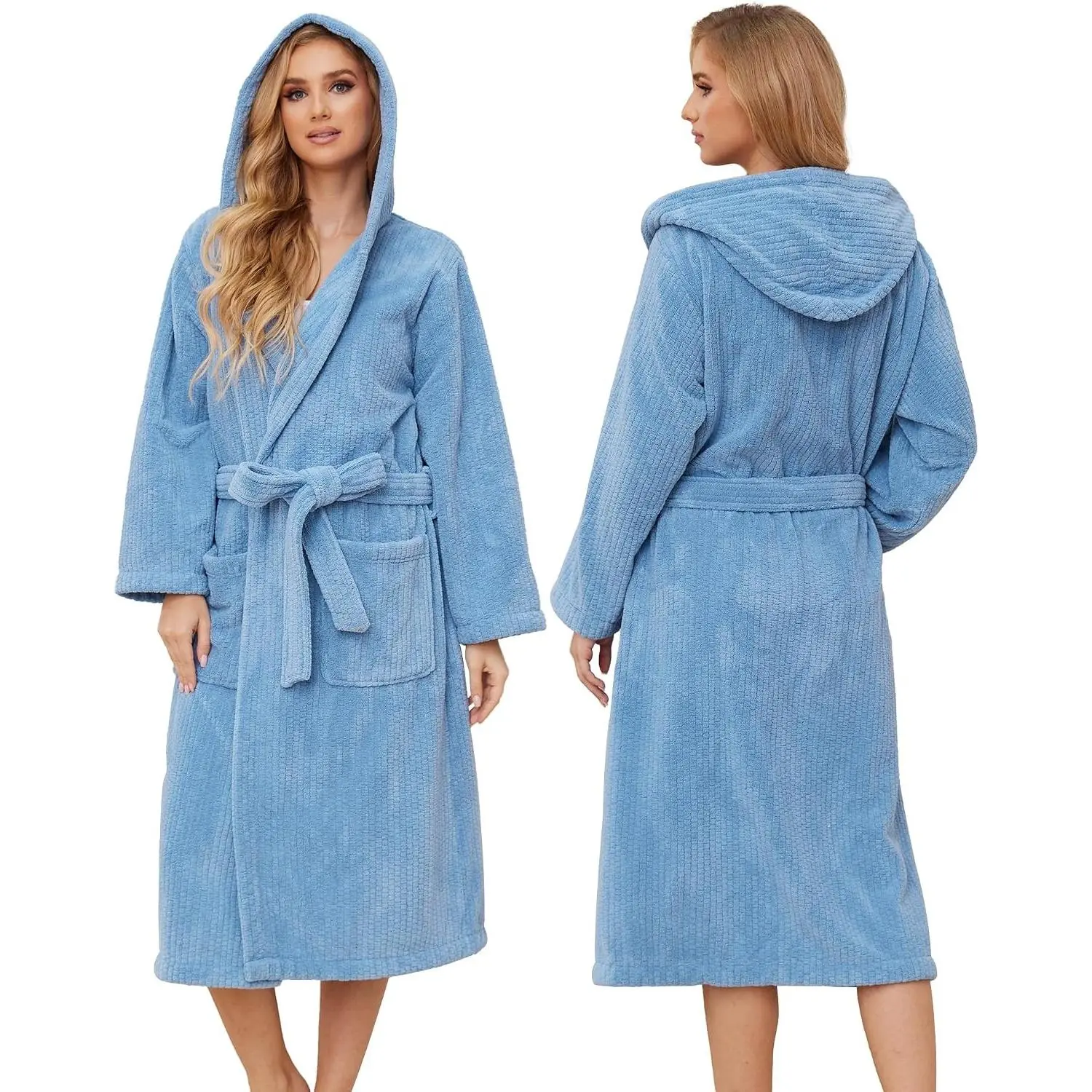 Hooded Bathrobes for Women, Soft Long Towel Robes - Quick Dry & Warm