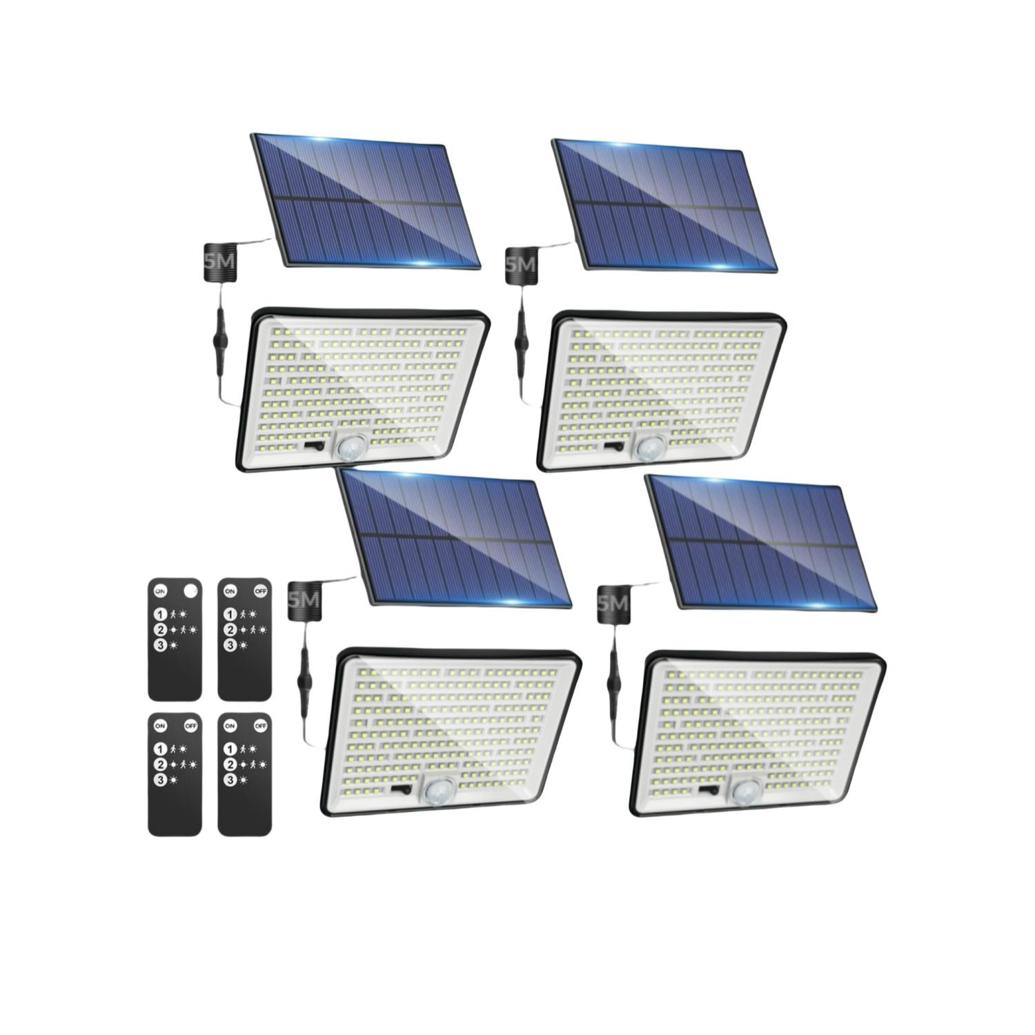 Solar Powered Outdoor Light, 204LED Remote Security Light Outdoor Motion-Sensor, Waterproof Garden Light, Flood Light for Yard Shed Garage Outside, Solar Flood Lights