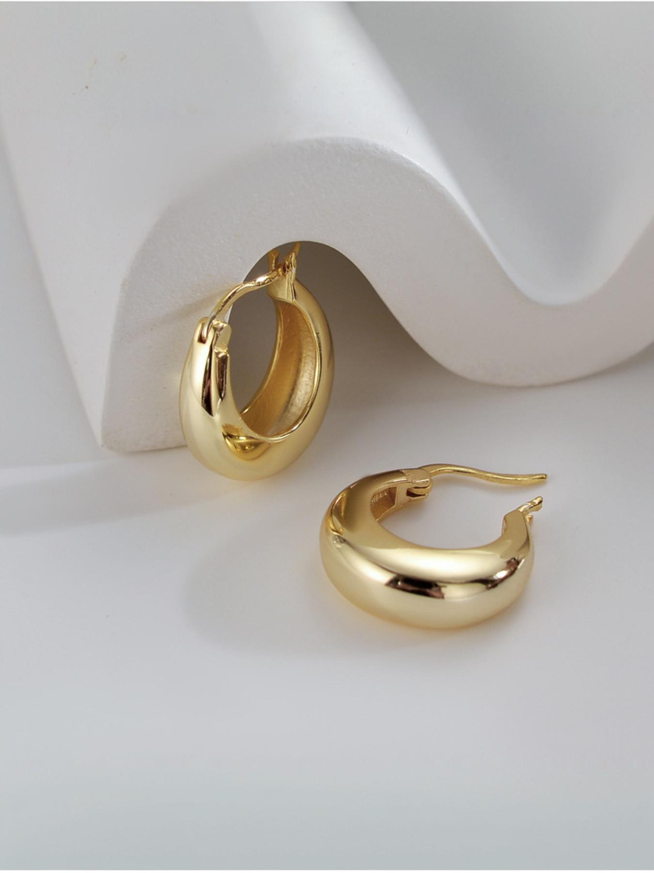 Golden/silver Teardrop Earrings, Fashionable Simple Design, Casual Style, Metal Chain Material, All Seasons Jewelry