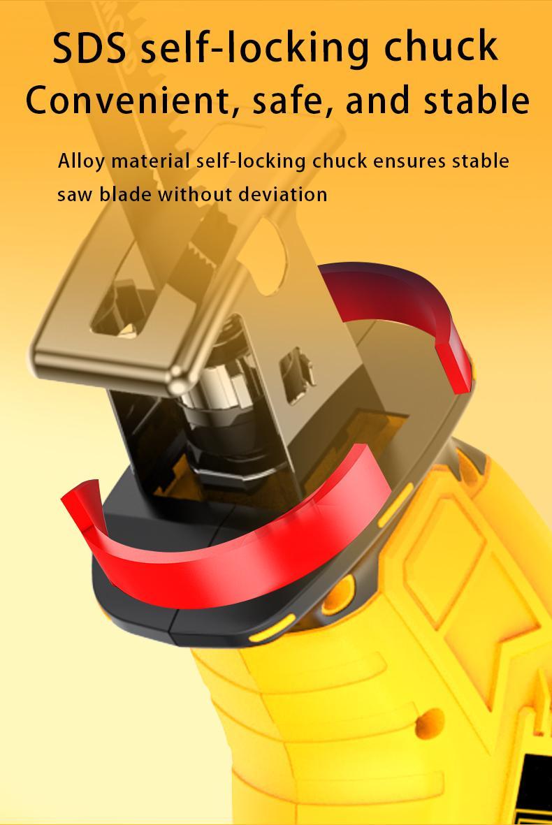 YUNXI Brushless Reciprocating Saw with BladesCordless Multi-Functional Reciprocating Saw – Electric Jigsaw for Wood, Metal & PVC Cutting – Woodworking & Gardening Saw with Battery tool-free blade change