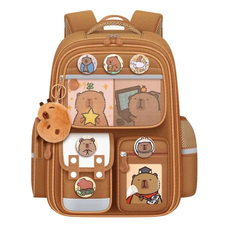 Capybara Orthopedic Book Bags for Boys, Waterproof Primary School Backpacks with Multiple Pockets for School Use