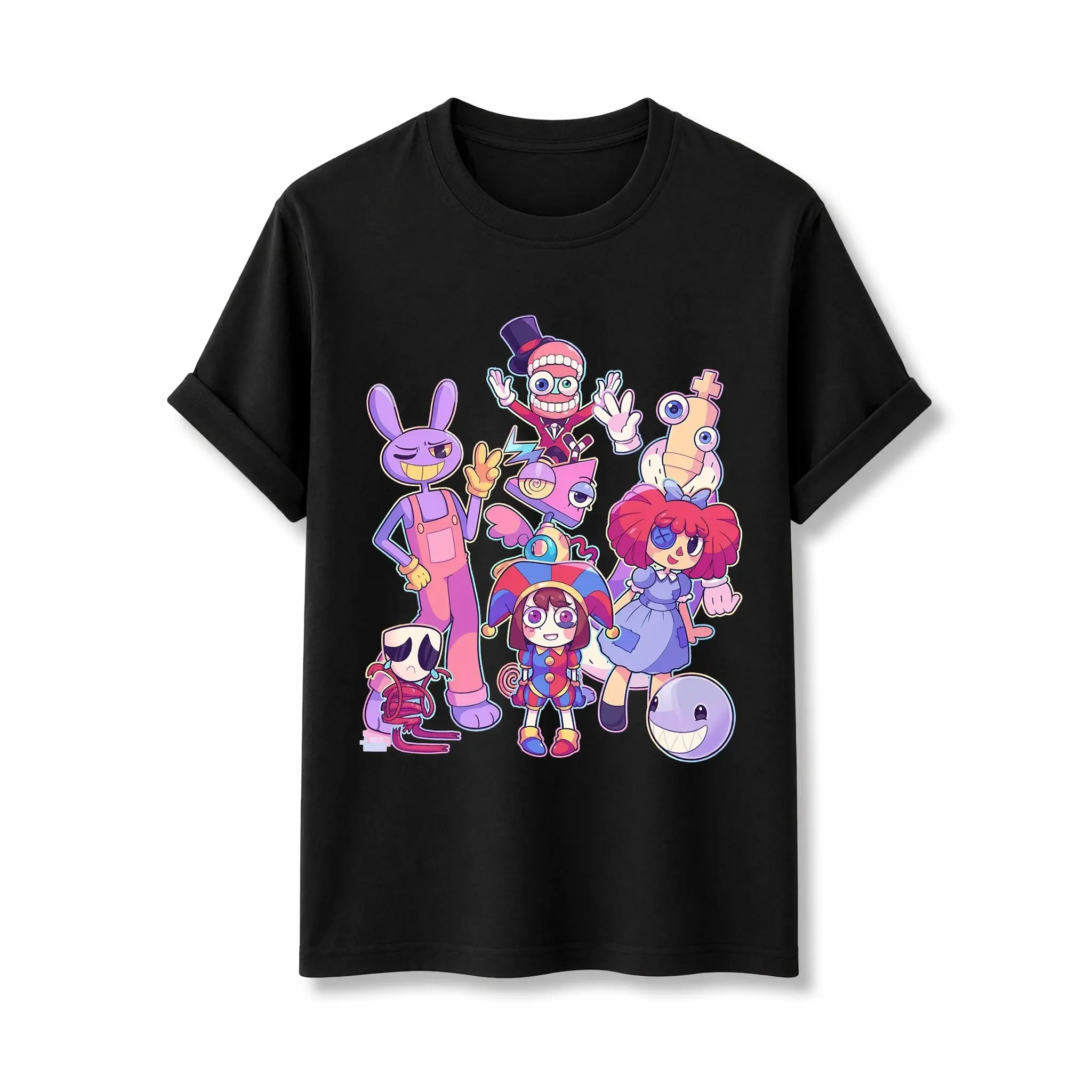 The Amazing Digital Circus Graphic Tee Soft Cotton Oversized Crewneck Pomni Jax Print Top Retro Aesthetic Streetwear For Fans Daily Party Casual Outfit