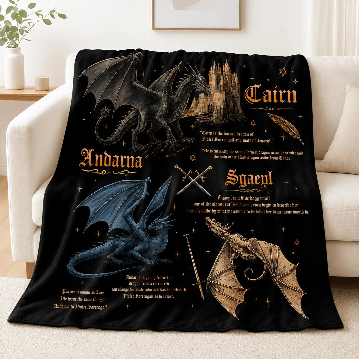 Fourth Wing Empyrean Series Dragons Blanket, Tairn Andarna Sgaeyl Fantasy Dragon Flannel Throw Blanket, Cozy and Stylish Home DecorFourth Wing Blanket Empyrean Series Blanket Dragon Blanket Tairn Blanket Sgaeyl Blanket Andarna Blanket