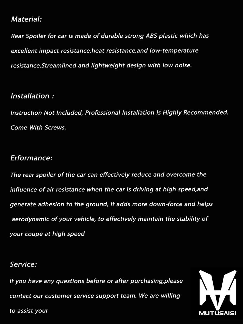 MUTUSAISI Universal 55inch GT Racing Spoiler Chassis Mount Trunk Wing Accessories for Most Vehicles