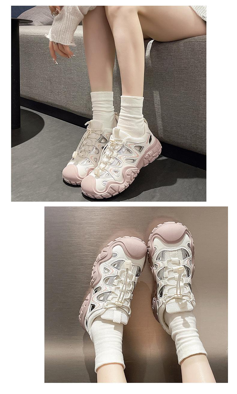 Ugly-Cute Women's Shoes 2026 Spring/Summer New Outdoor Hiking and Mountaineering Shoes Hollow Dad Shoes Thick-Soled Casual Sneakers1123