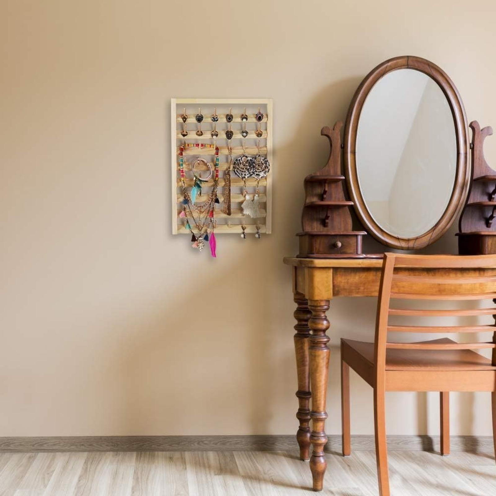 48 - Spool Wall - Mounted Sewing Thread Storage Rack - Beige, Space - Saving Design, with Hanging Hooks, Suitable for Quilting, Embroidery and Jewelry Storage - Includes Screws and Rubber Washers