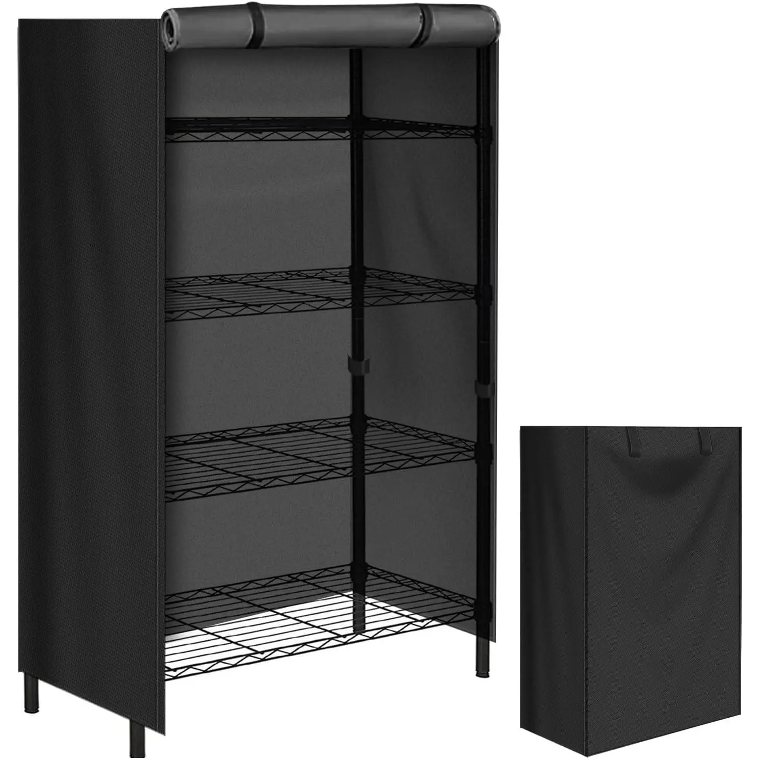 Storage Shelving Unit Cover, Shelf Cart Cover Protective Outdoor Indoor Storage Rack Dust Cover with Zipper (30" Lx14 Wx60 H)